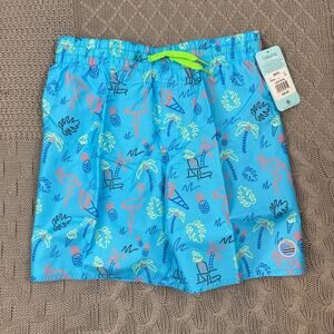 Laguna Swim Boys Blue Swim Short Trunks with Tropical Print 14/16